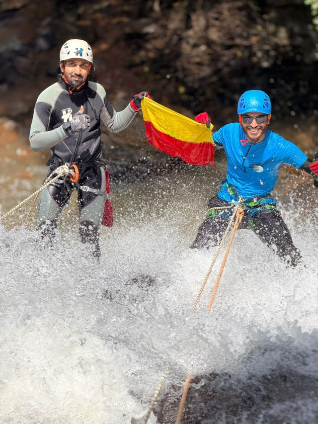 Waterfall rappelling with Naturelty safety equipment