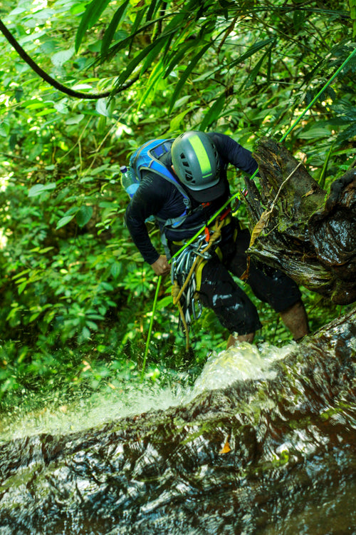 Waterfall rappelling adventure
